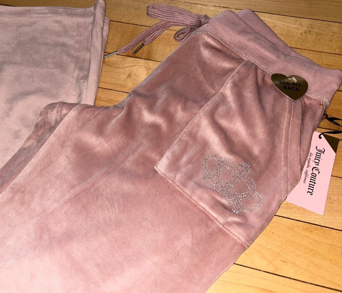 NEW ! NWT JUICY COUTURE Velour OG Big Bling Sweatpants in Coco Kiss Size XL