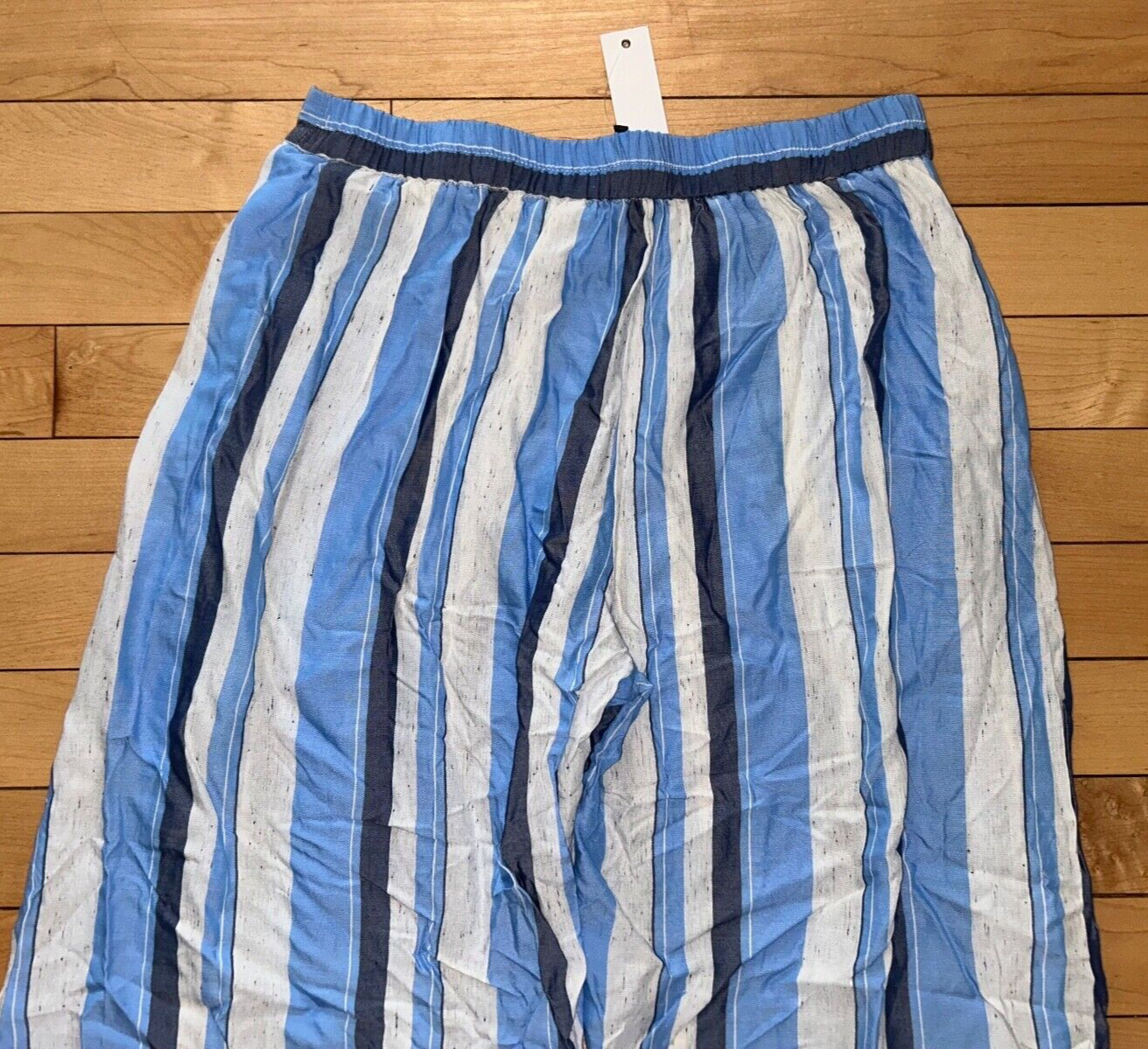 NEW ! NWT DREW Palazzo Striped Linen Pants Ocean Blue Size XS