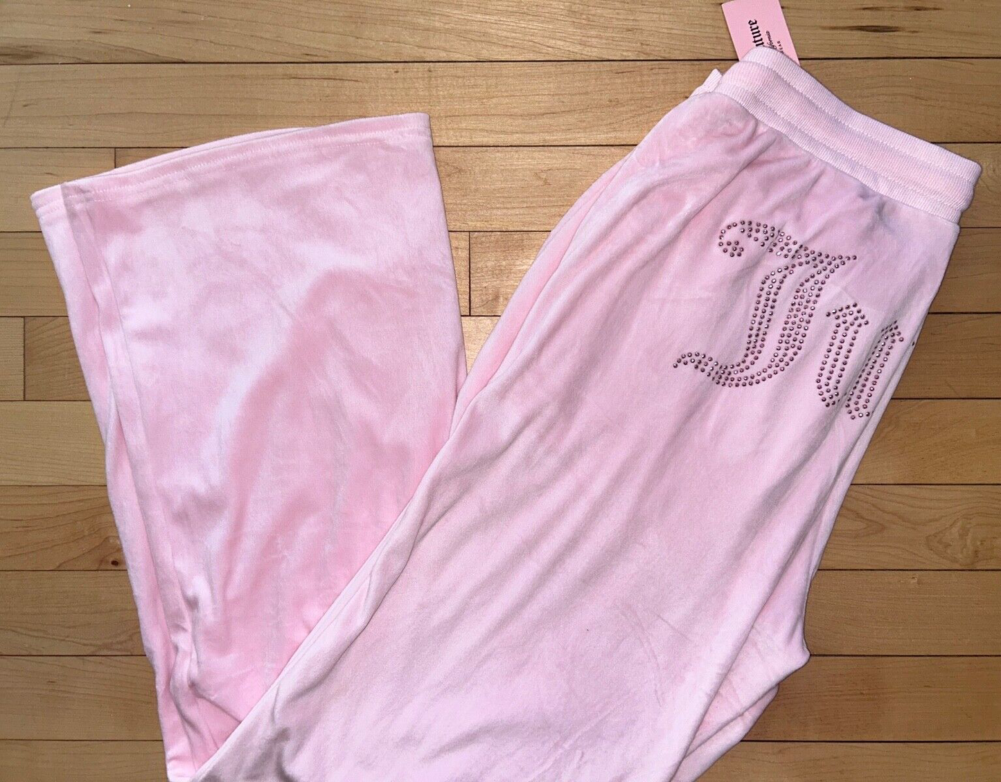 NEW ! NWT JUICY COUTURE Velour OG Big Bling Sweatpants in Lola Pink Size L