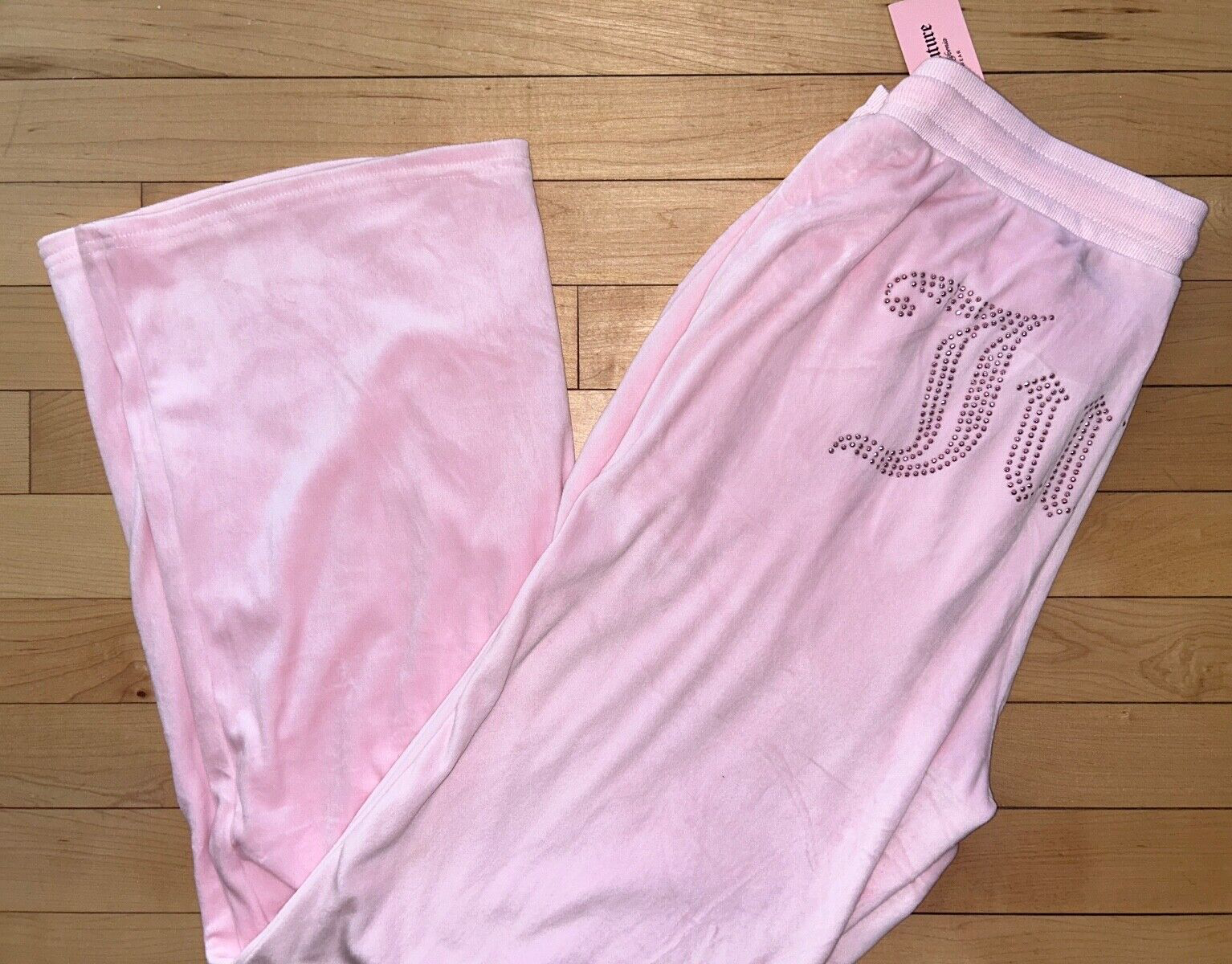 NEW ! NWT JUICY COUTURE Velour OG Big Bling Sweatpants in Lola Pink Size L