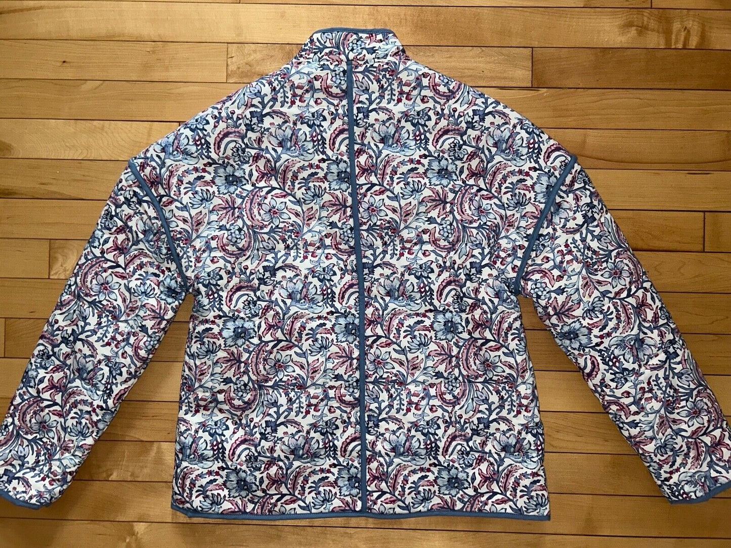 NEW! NWT 7 FOR ALL MANKIND Quilted Floral Jacket Light Blue/White Size S