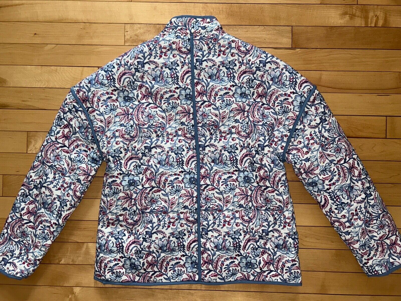 NEW! NWT 7 FOR ALL MANKIND Quilted Floral Jacket Light Blue/White Size S