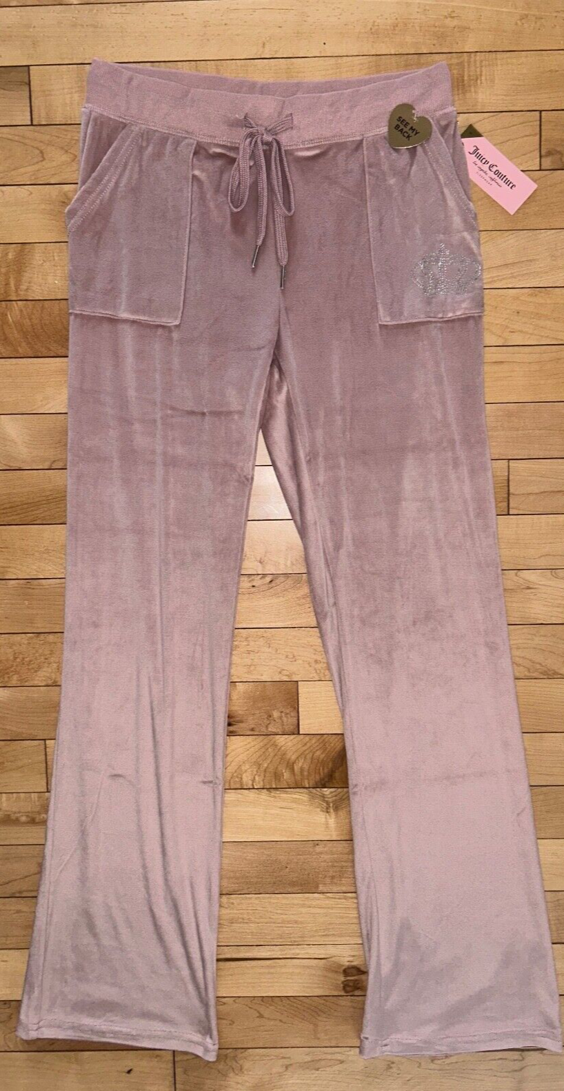 NEW ! NWT JUICY COUTURE Velour OG Big Bling Sweatpants in Coco Kiss Size M