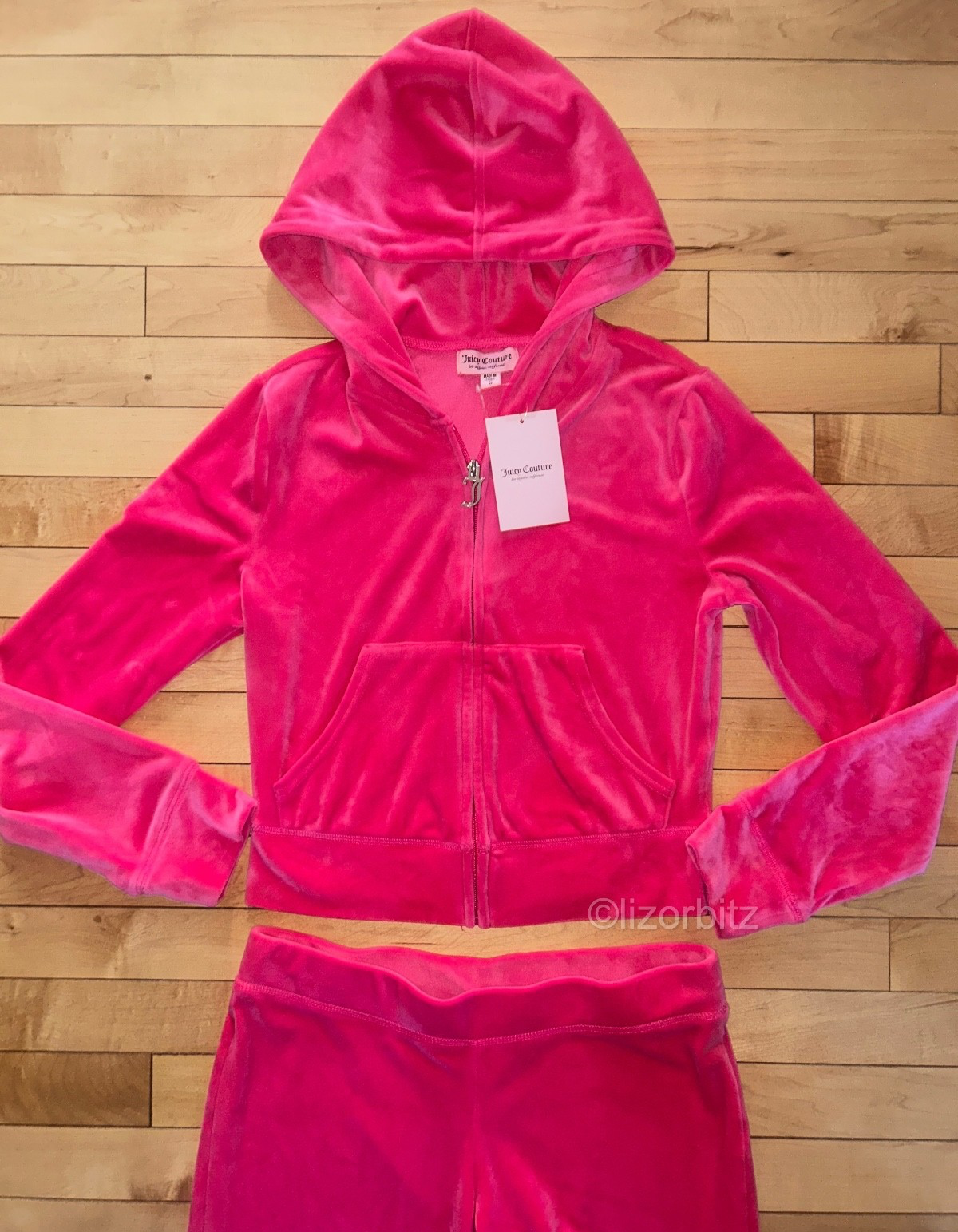$199 NEW! NWT JUICY COUTURE Velour OG Bling Tracksuit Set in Pink Party Size S