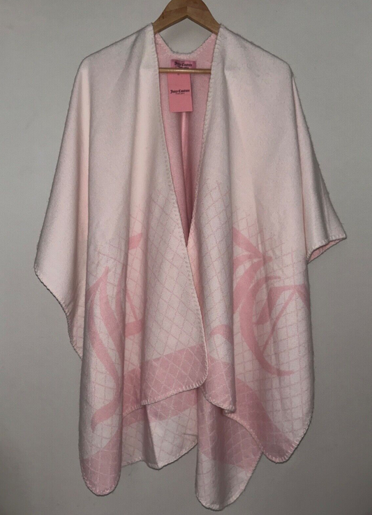 NEW! NWT JUICY COUTURE Juicy Logo Jacquard Shawl Wrap in Light Pink Size O/S