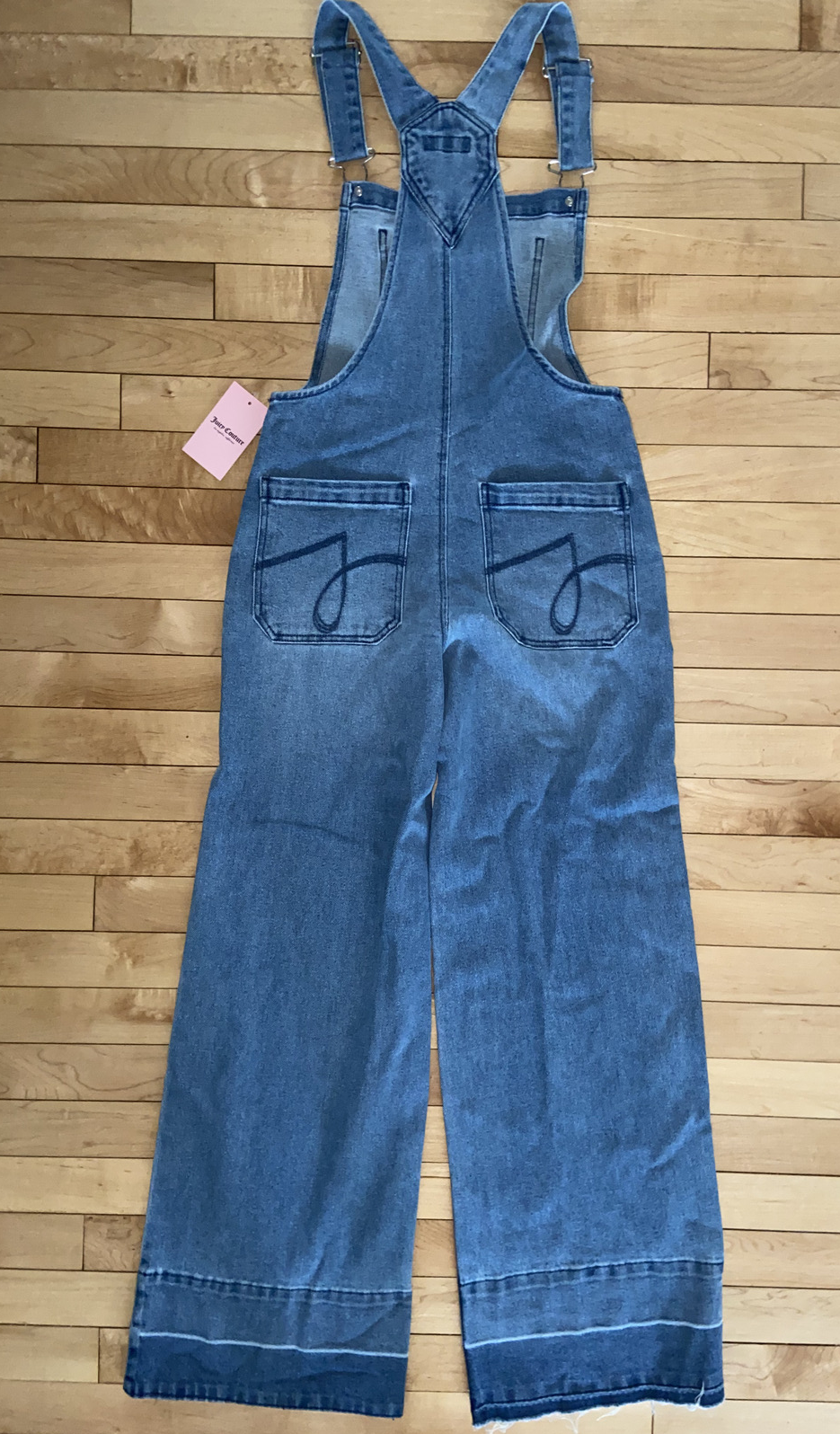 NEW! NWT JUICY COUTURE Overall with Release Hem Medium Wash Size S