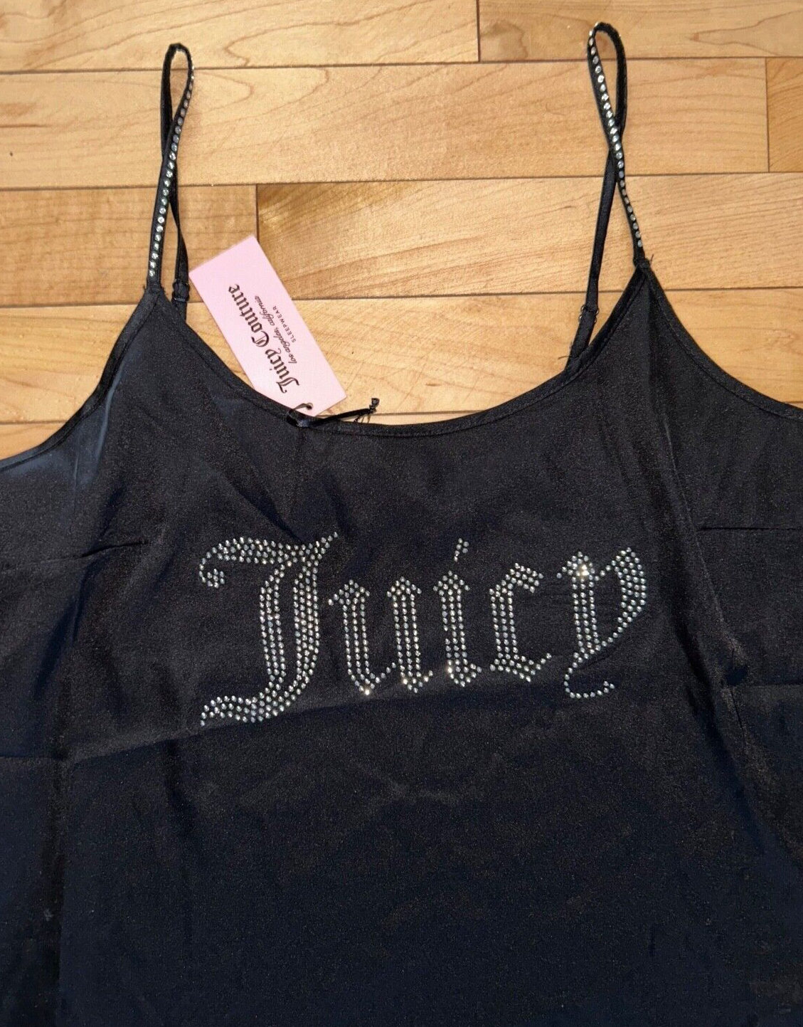 NEW ! NWT JUICY COUTURE Satin Sleepwear Set Juicy Logo Black Size L