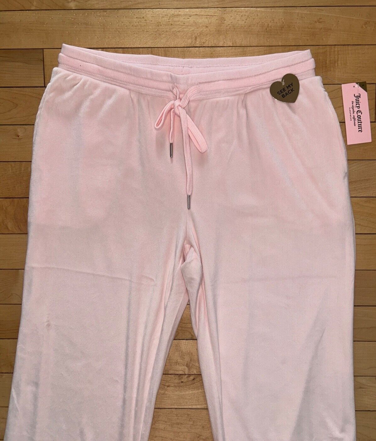 NEW ! NWT JUICY COUTURE Velour OG Big Bling Sweatpants Rock Salt Pink Size S