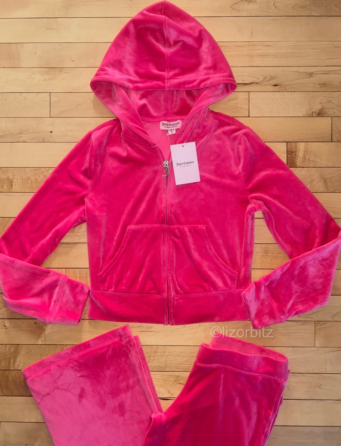 $199 NEW! NWT JUICY COUTURE Velour OG Bling Tracksuit Set in Pink Party Size S