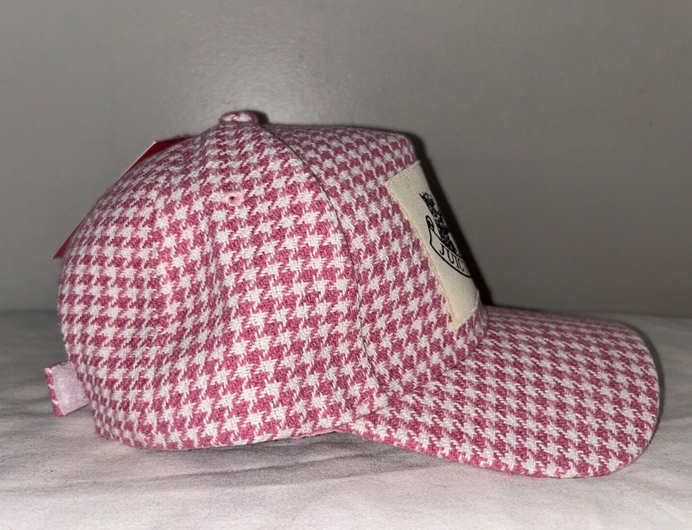 NEW ! NWT JUICY COUTURE Houndstooth Vintage Logo Hat Pink