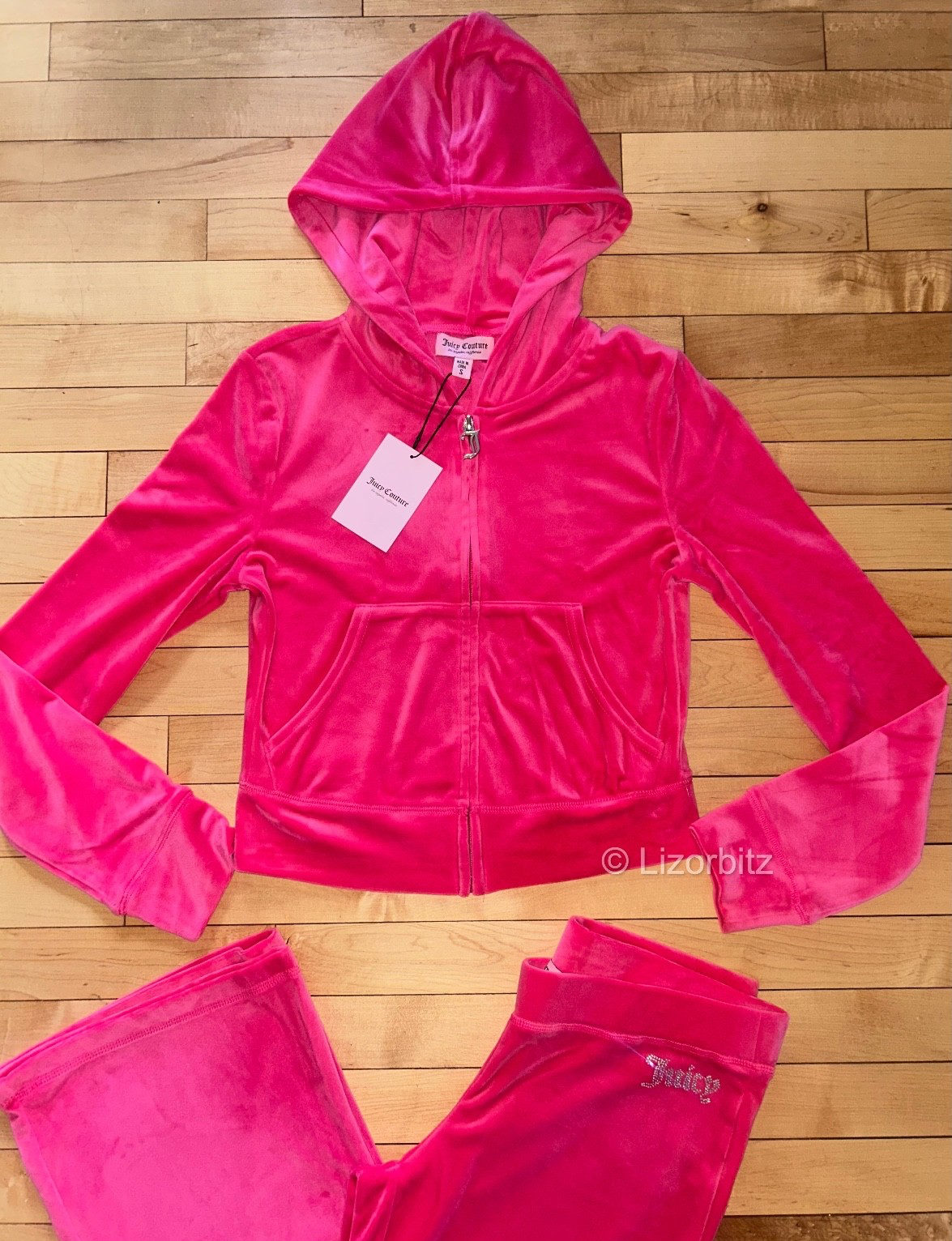 $199 NEW! NWT JUICY COUTURE Velour OG Bling Tracksuit Set Pink Party Size M