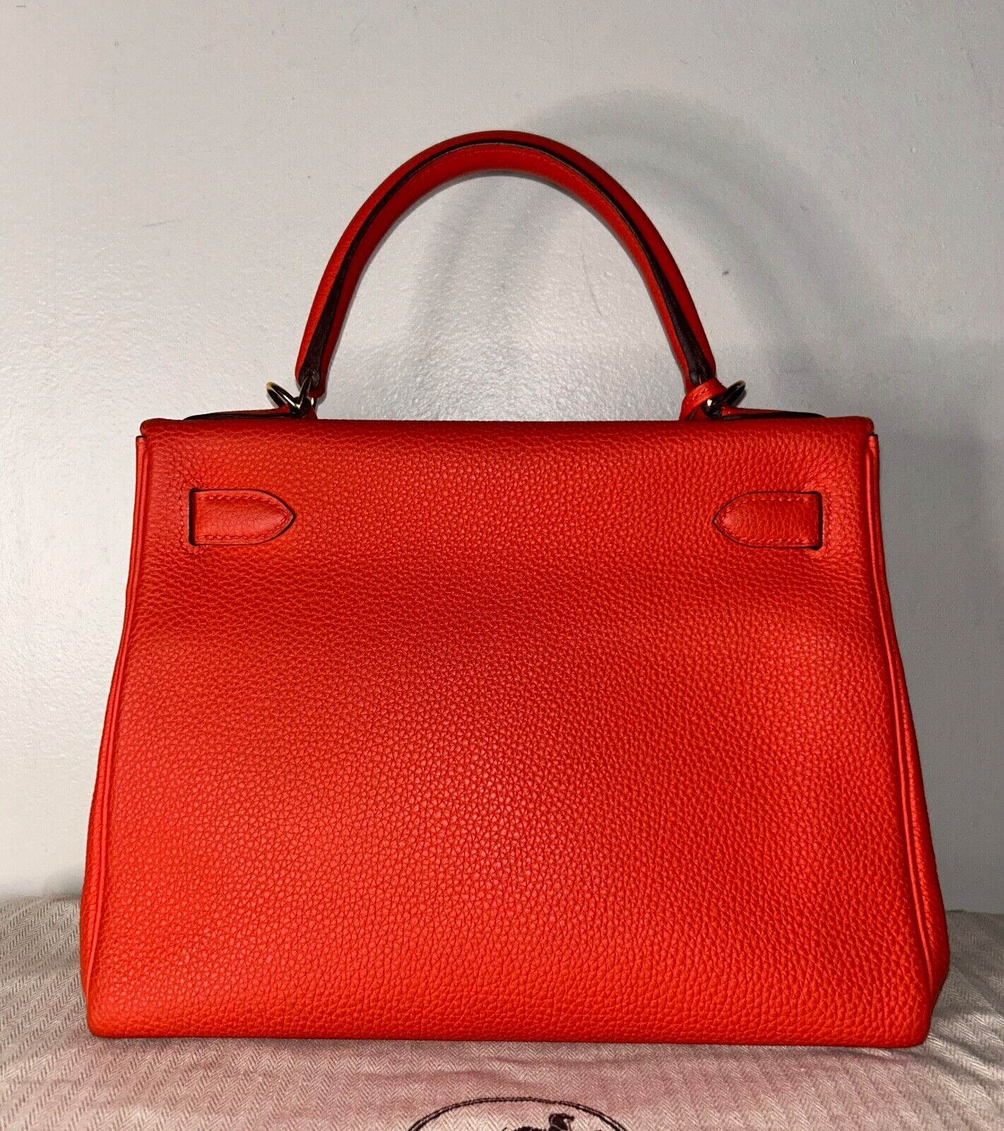 HERMES Kelly 28 Capucine Togo Leather Gold Hardware