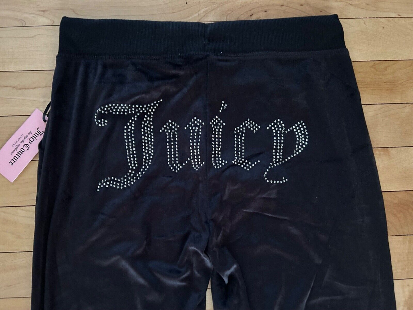 NEW ! NWT JUICY COUTURE Velour OG Big Bling Sweatpants in Black Size S