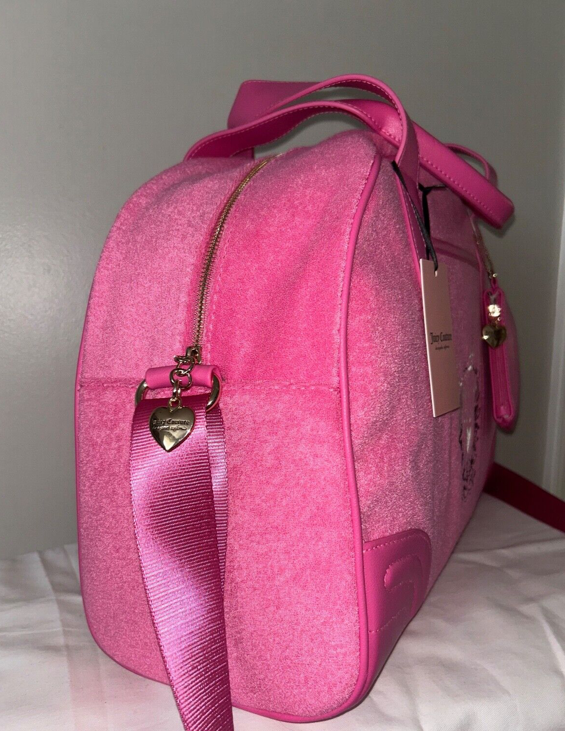 NEW! NWT JUICY COUTURE Heritage Terry Weekender Bag in Juicy Pink