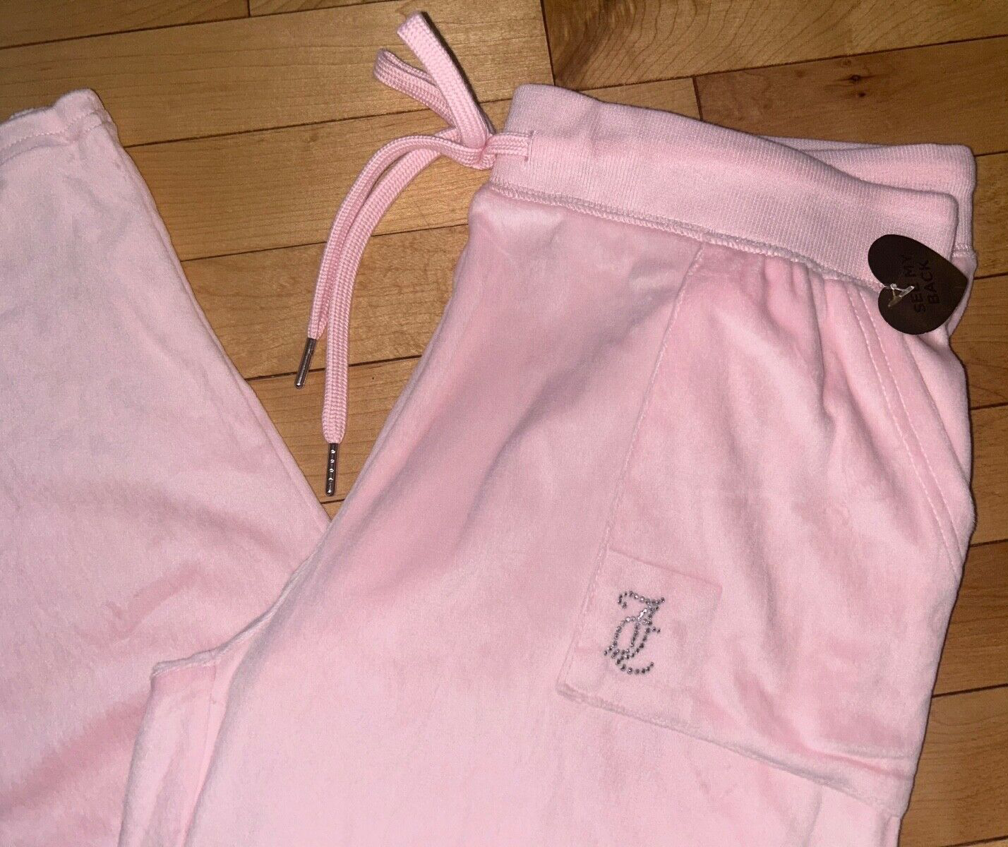 NEW ! NWT JUICY COUTURE Velour OG Big Bling Sweatpants in Lola Pink Size M