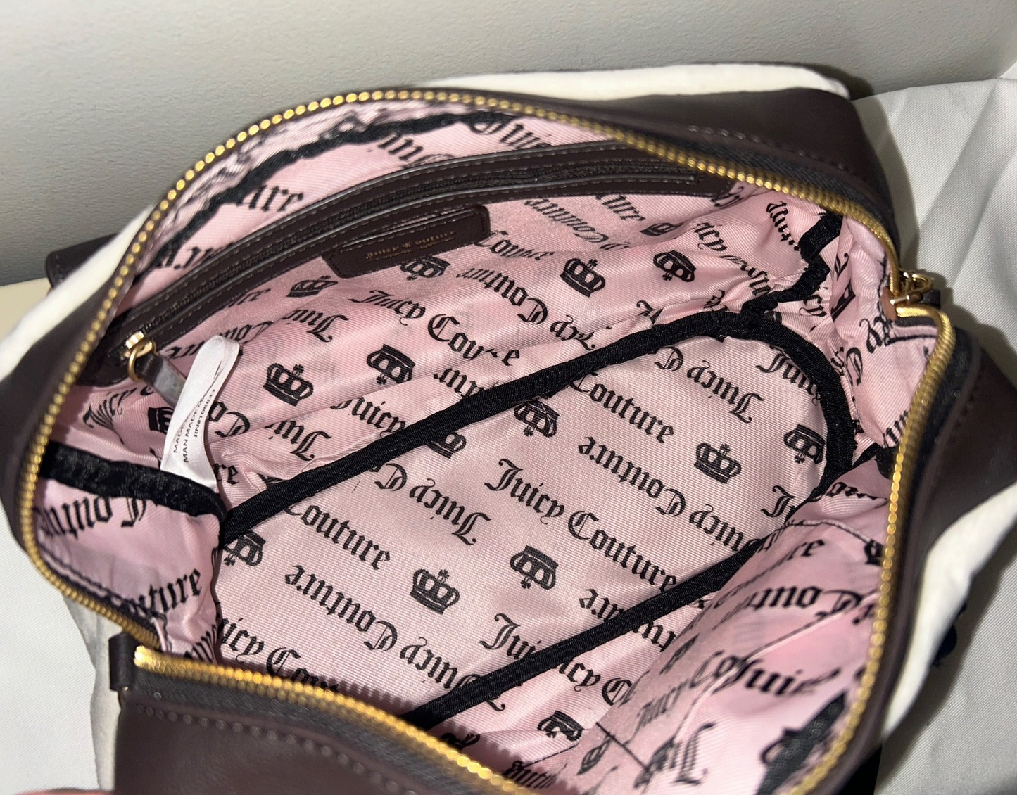 NEW! NWT JUICY COUTURE The Key To Juicy Velour Satchel Bag Crystal Ivory