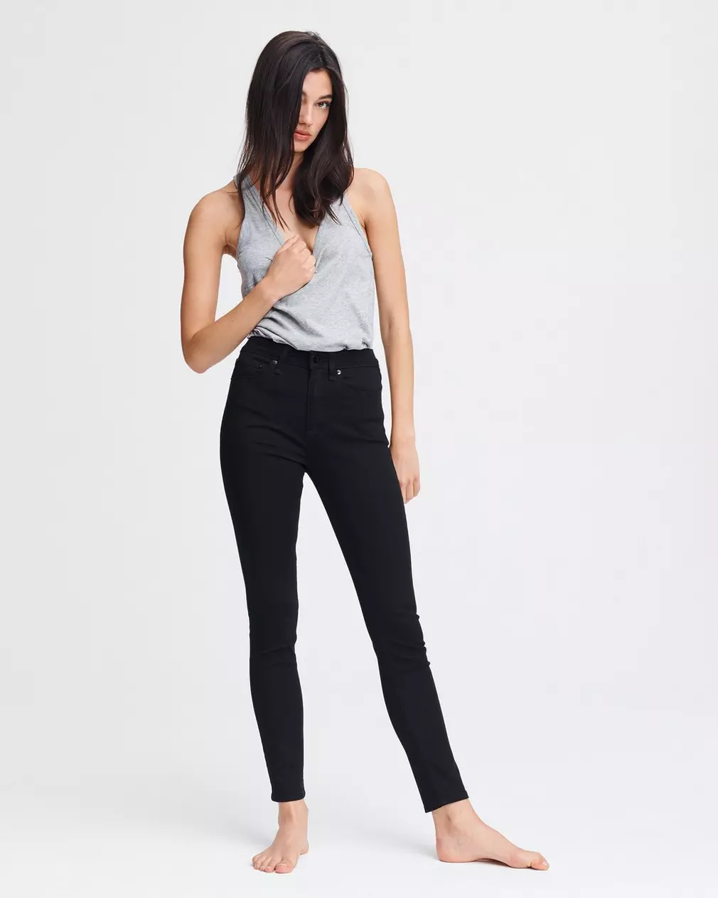 NEW! NWT RAG & BONE Flexi Nina High-Rise Skinny Jean Black Size 25