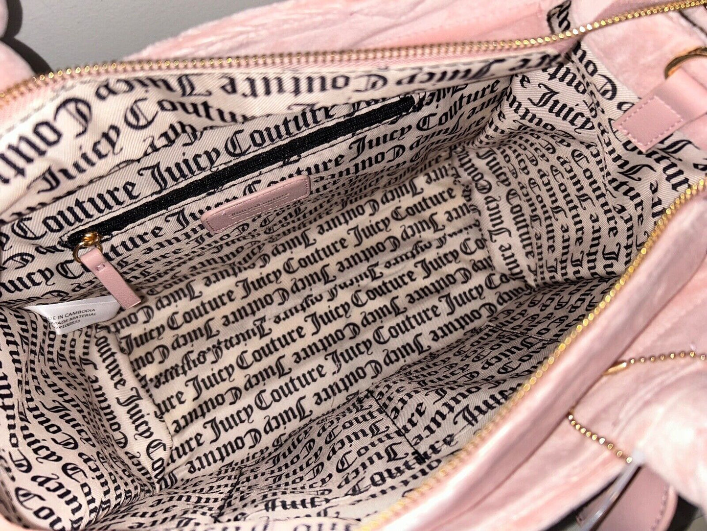 NEW! NWT JUICY COUTURE Velour Big Spender Tote Bag Crossbody in Dusty Blush Pink