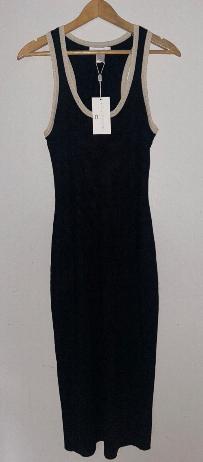 $695 NEW! NWT CAROLINE CONSTAS Knit Stretch Midi Dress Black Size M