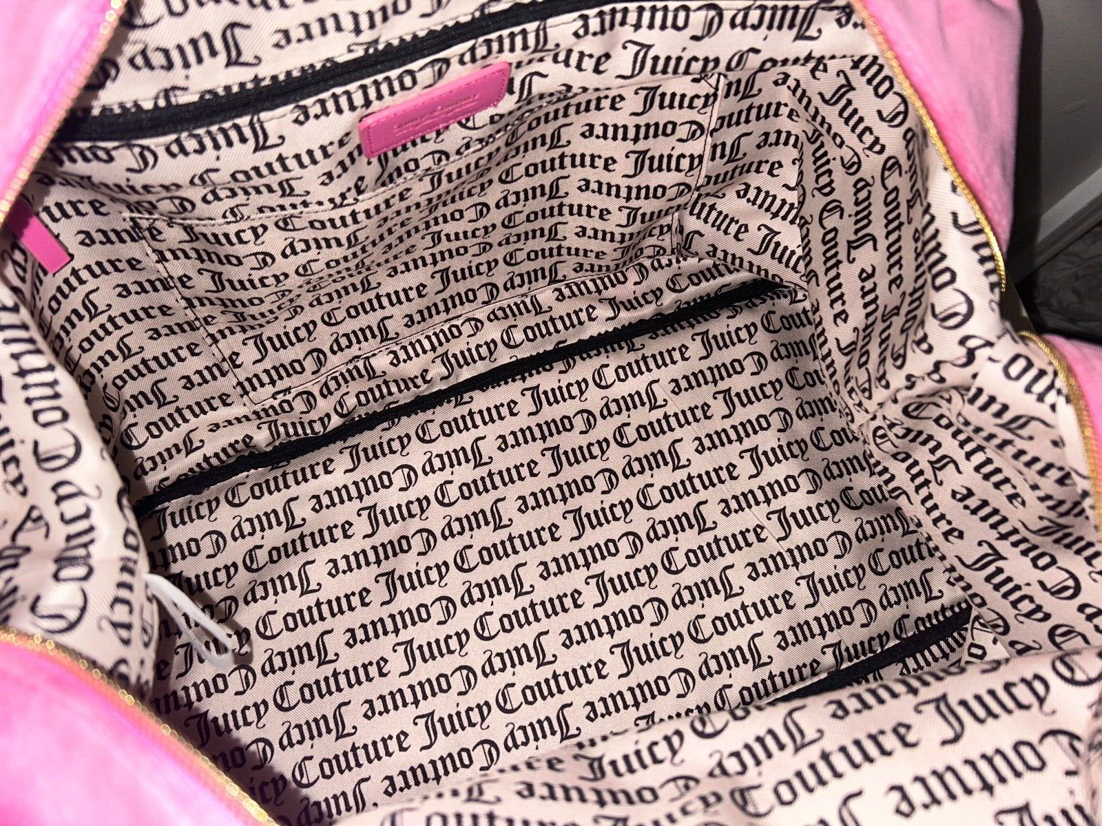 NEW! NWT JUICY COUTURE Velour Wordplay Weekender Bag Juicy Pink