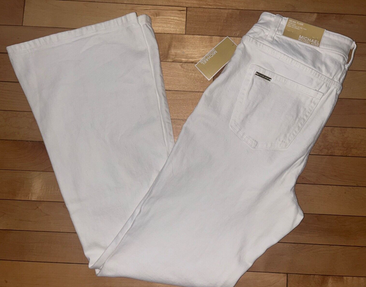 $110 NEW ! NWT MICHAEL KORS Selma High Rise Flare Jeans White Size 8