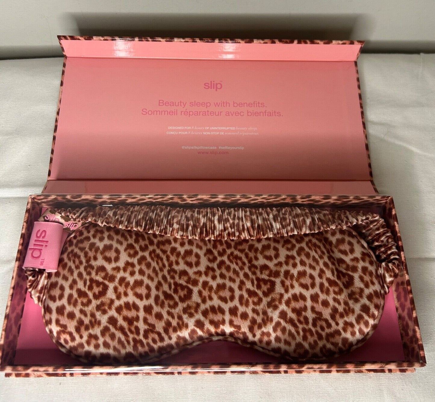 NEW! NIB SLIP Silk Sadie Sleep Mask Leopard Print