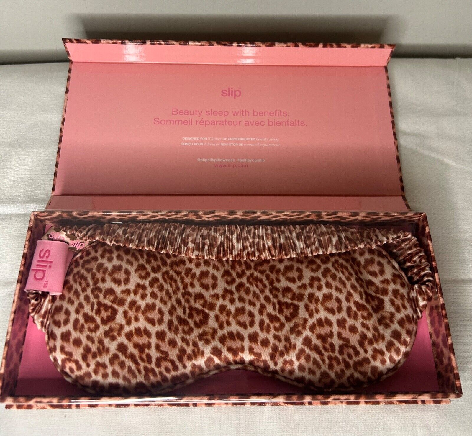 NEW! NIB SLIP Silk Sadie Sleep Mask Leopard Print