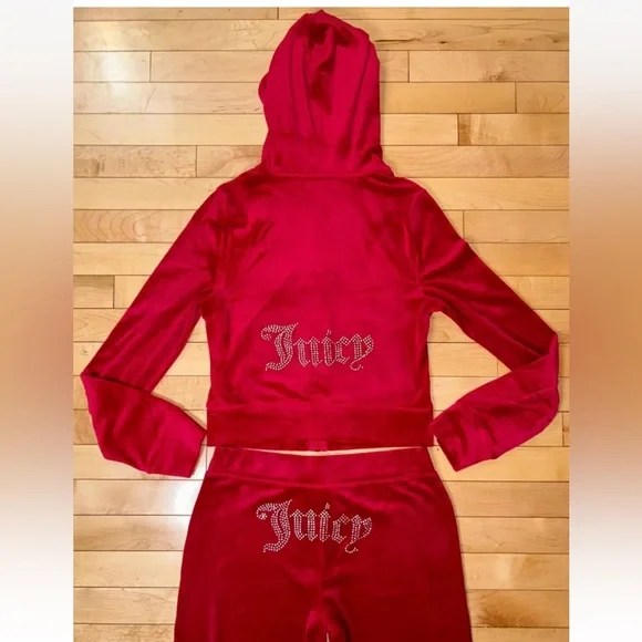 NEW! NWT JUICY COUTURE Velour OG Bling Tracksuit Set Coco Red Size M