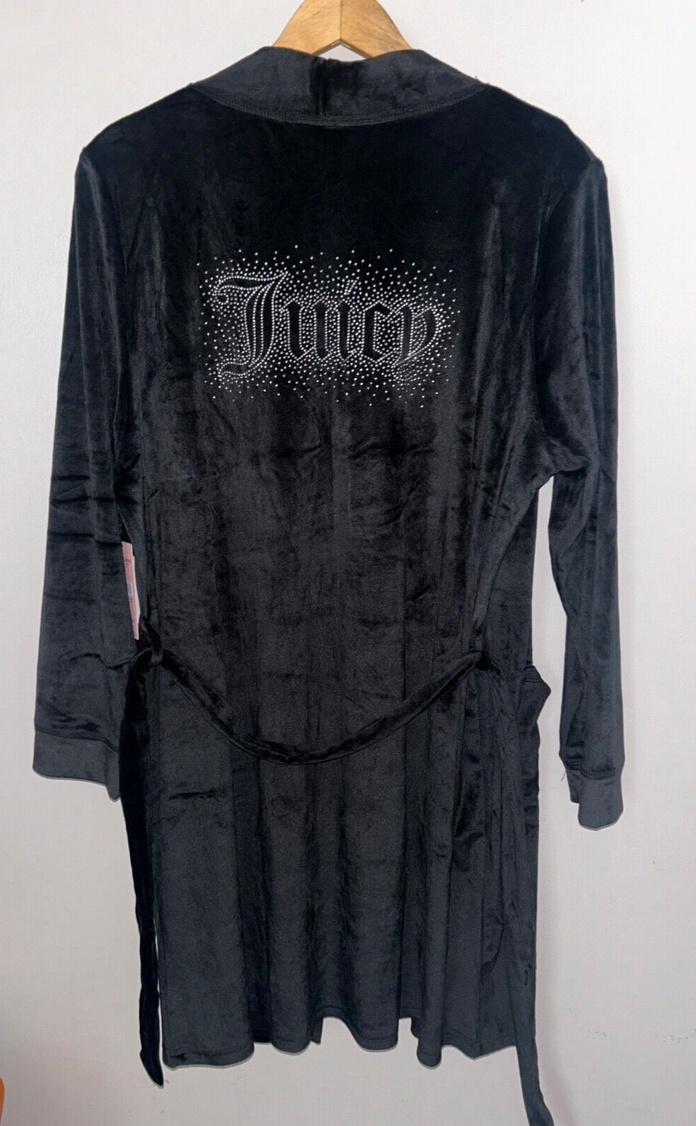 NEW! NWT JUICY COUTURE Velour OG Bling Robe Black Size L/XL