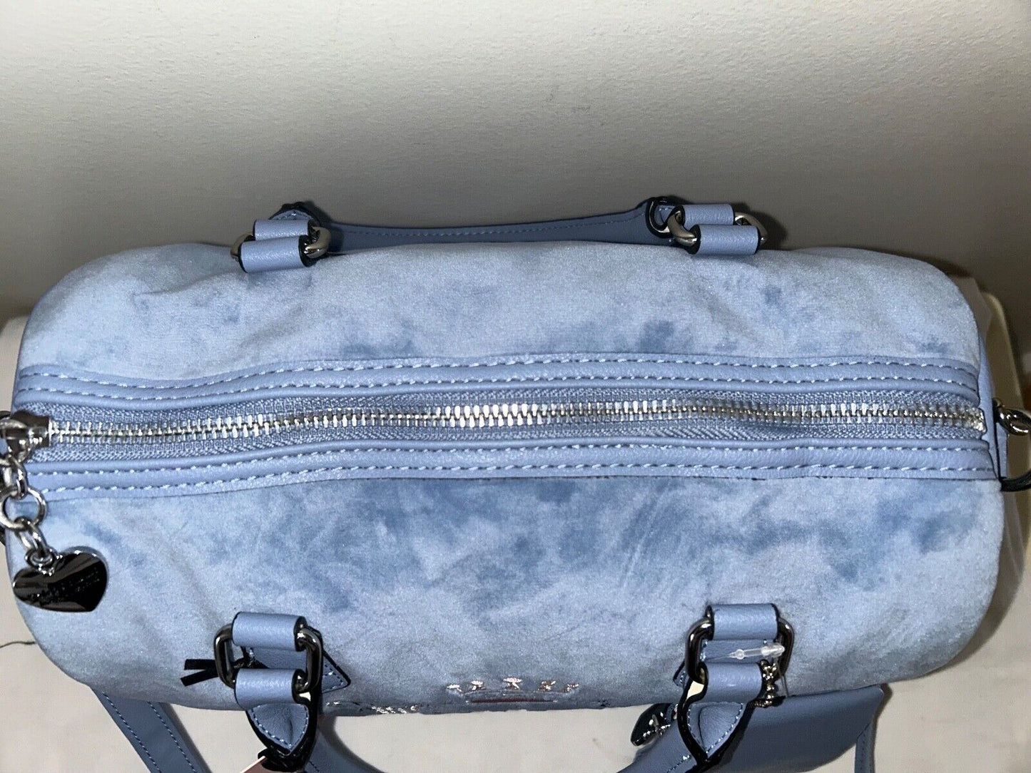 NEW! NWT JUICY COUTURE Heritage Satchel Velour Handbag Slate Blue