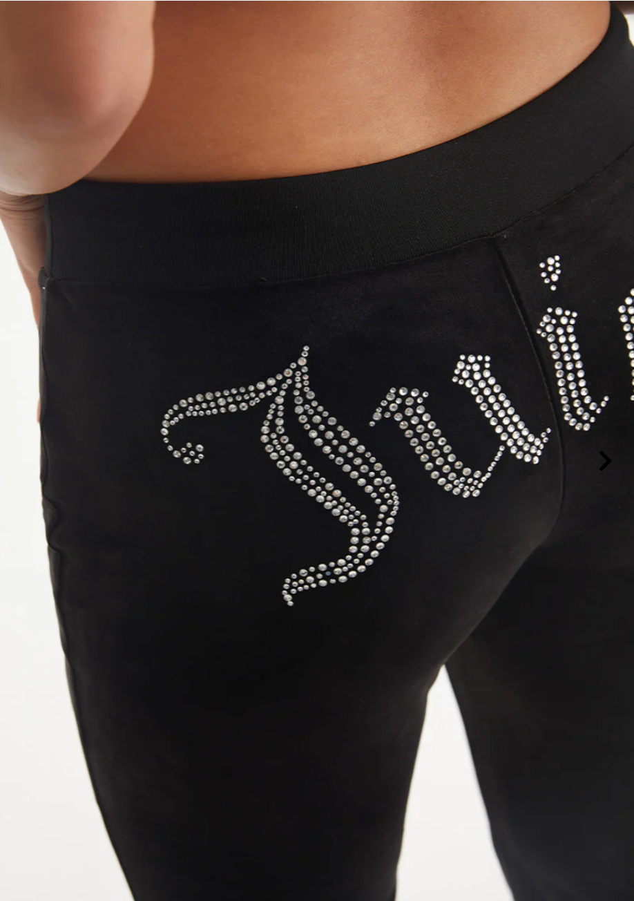 NEW ! NWT JUICY COUTURE Velour OG Big Bling Sweatpants Black Size M