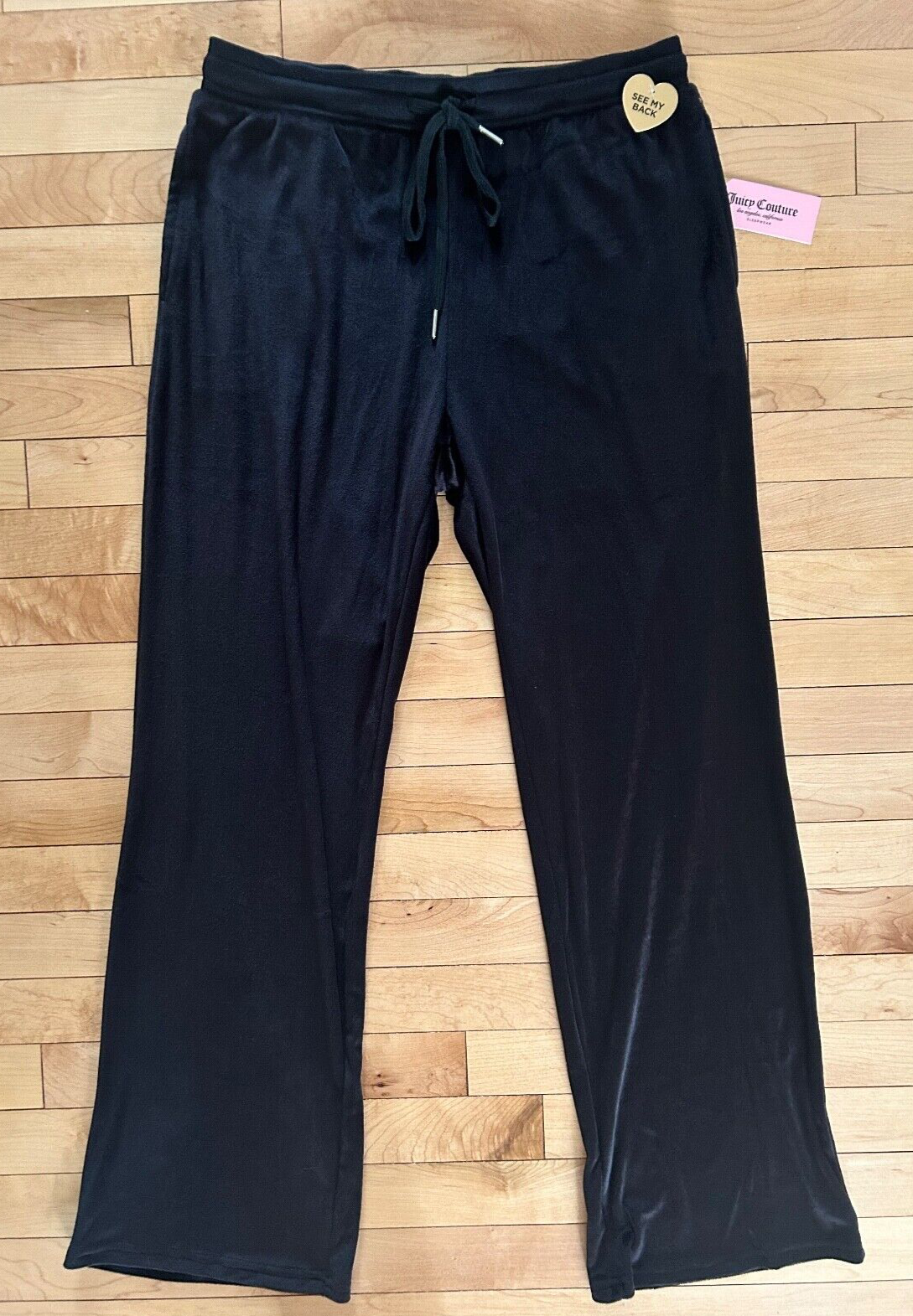 NEW ! NWT JUICY COUTURE Velour OG Big Bling Sweatpants Black Size L