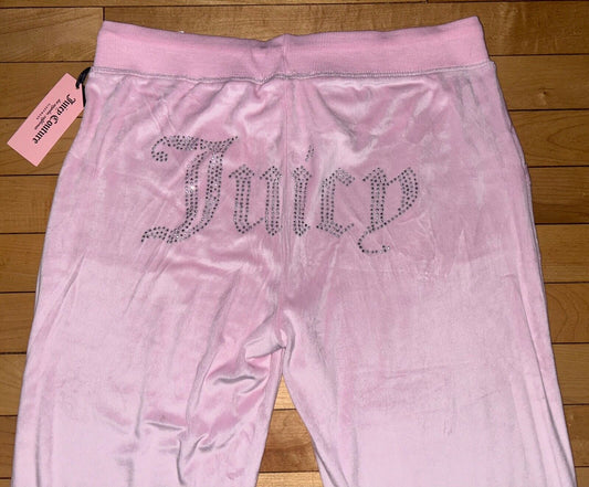 NEW ! NWT JUICY COUTURE Velour OG Big Bling Sweatpants in Moonlight Blush Size M