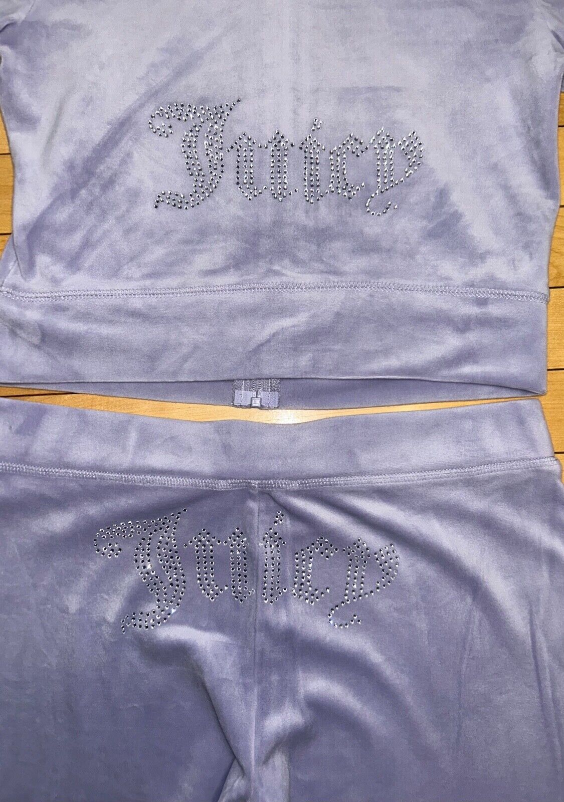 NEW! JUICY COUTURE Velour OG Bling Tracksuit Hoodie & Pant Set Lavendar Haze L