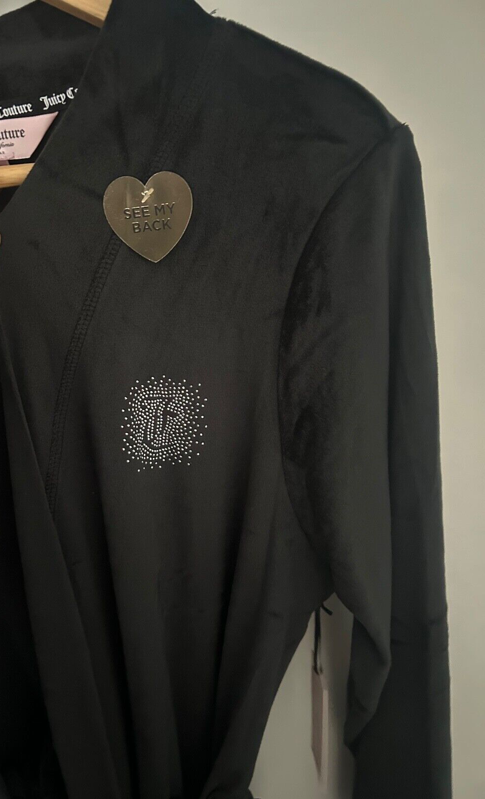 NEW! NWT JUICY COUTURE Velour OG Bling Robe Black Size L/XL