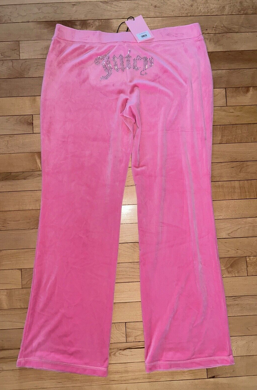 NEW ! NWT JUICY COUTURE Velour Y2K OG Bling Sweatpants Light Pink Size L