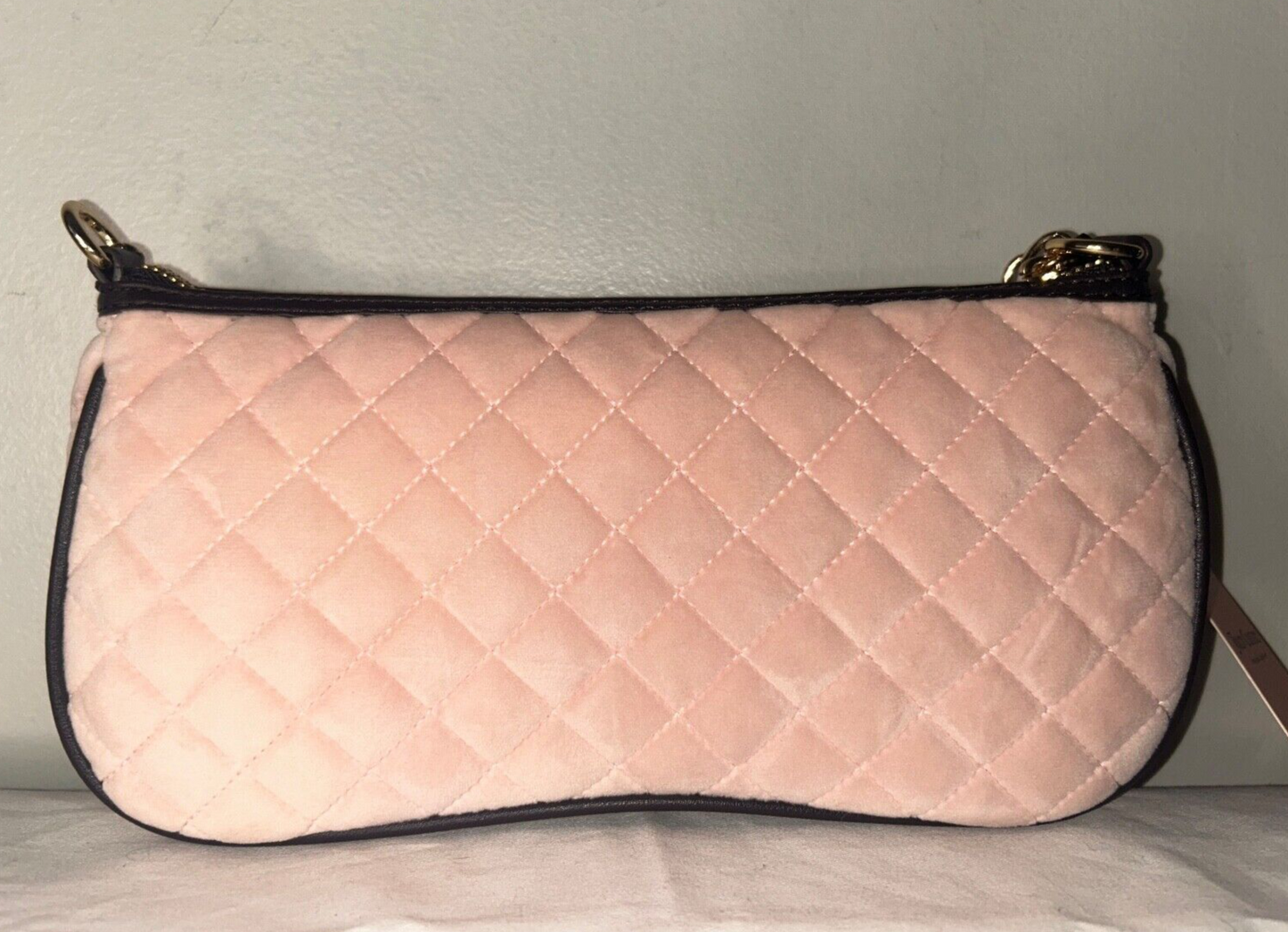 NEW! NWT JUICY COUTURE Royal Moment Velour Quilted Shoulder Bag Pink Clay