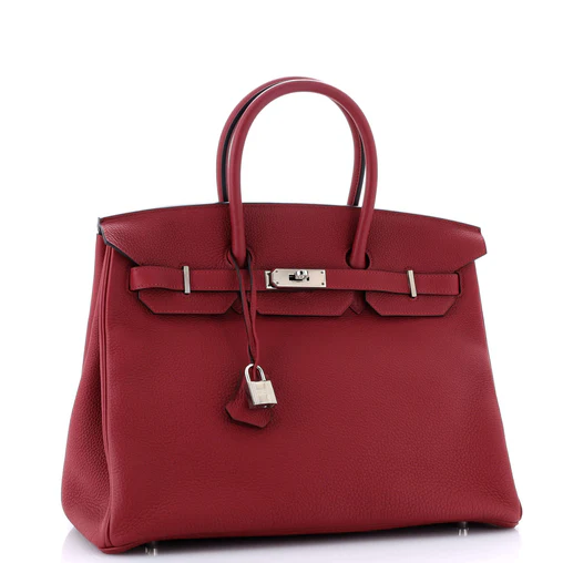 HERMES Birkin 35 Rouge Grenat Togo Leather Palladium Hardware Handbag