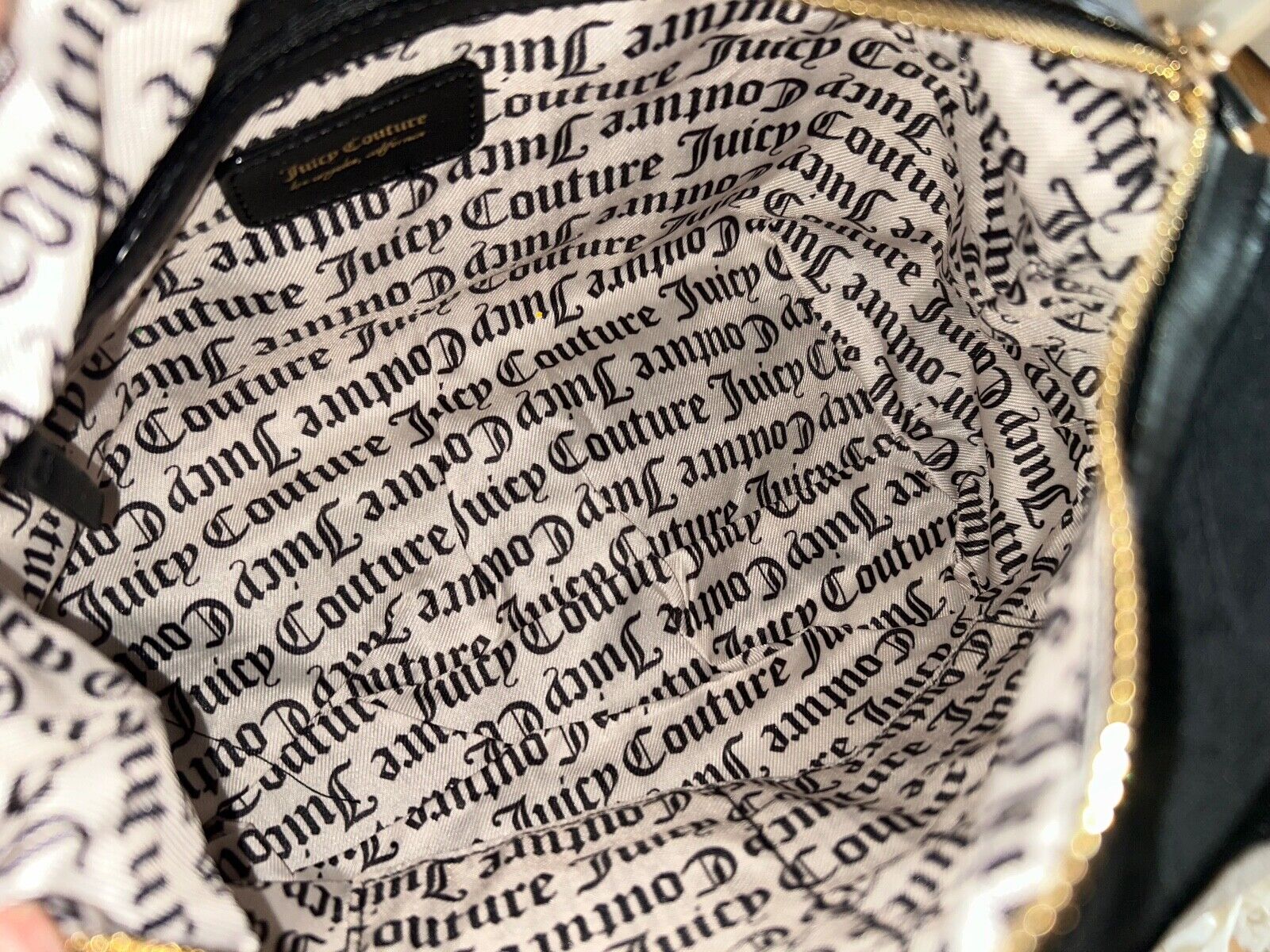 NEW! NWT JUICY COUTURE Glizted Out Velour Logo Satchel Bag Black Liquorice