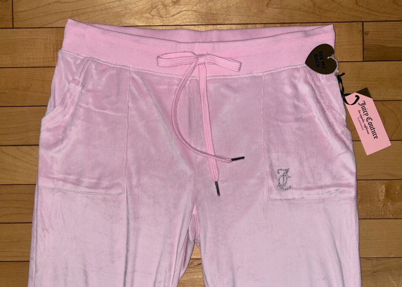 NEW ! NWT JUICY COUTURE Velour OG Big Bling Sweatpants in Moonlight Blush Size M