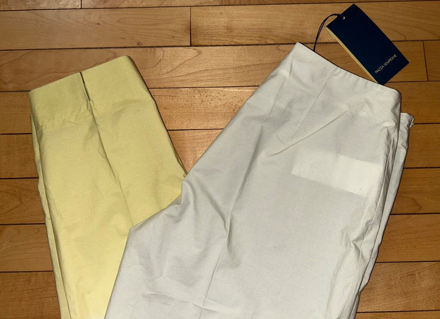 NEW ! NWT PIAZZA SEMPIONE Audrey Crop Pants Cream Yellow Ombre Size 40 (US 4)