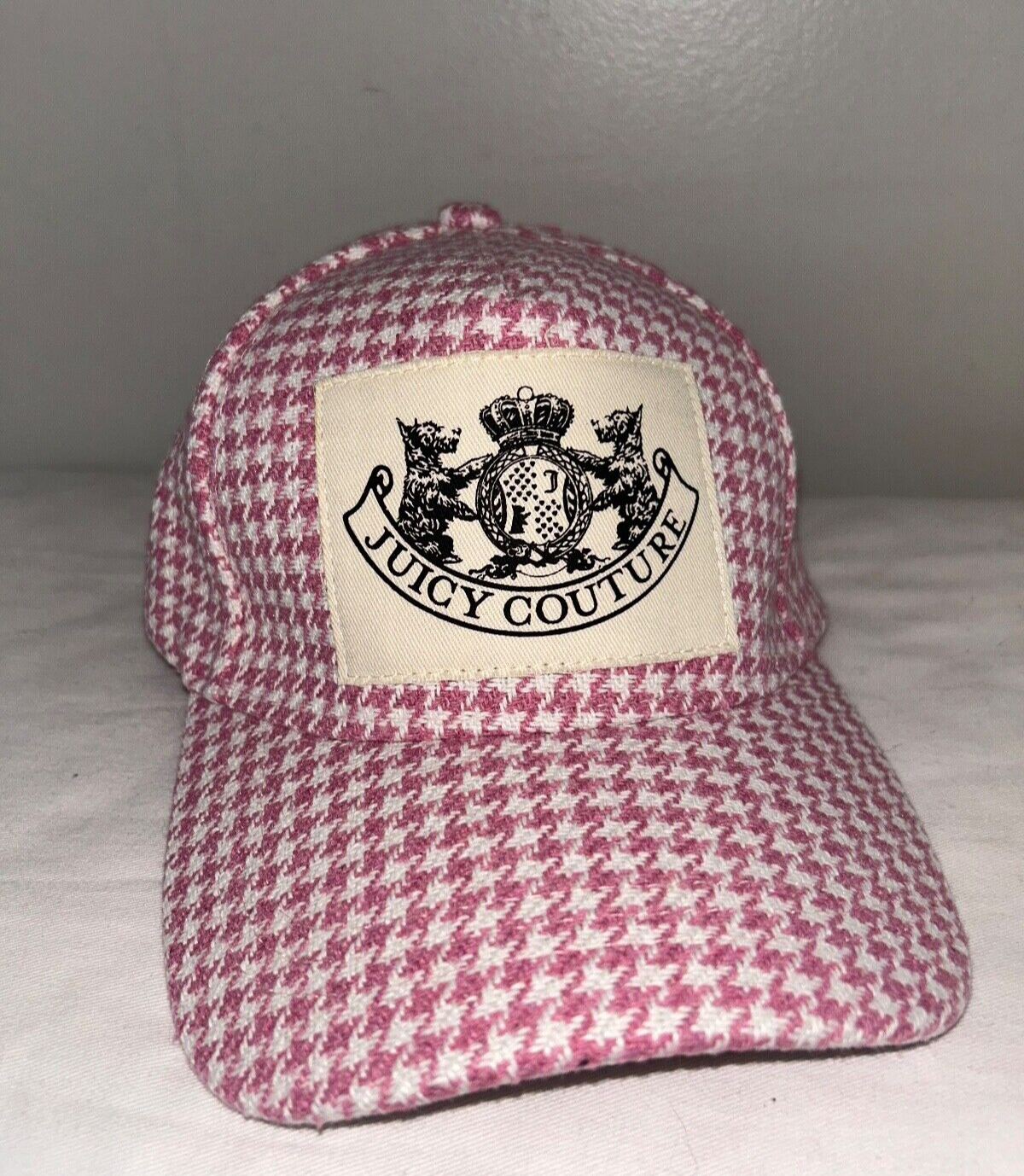 NEW ! NWT JUICY COUTURE Houndstooth Vintage Logo Hat Pink