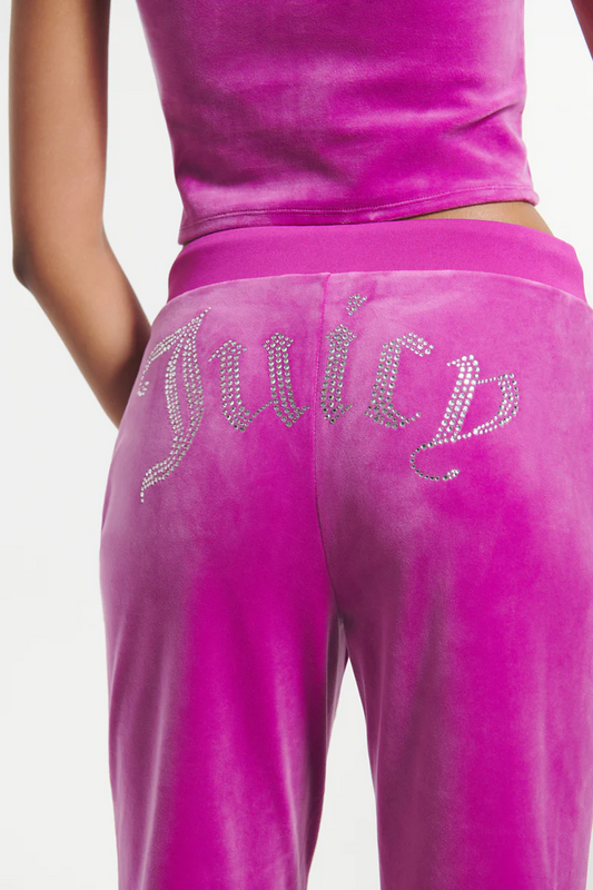 NEW ! NWT JUICY COUTURE Velour OG Bling Sweatpants Pink Wave Size M