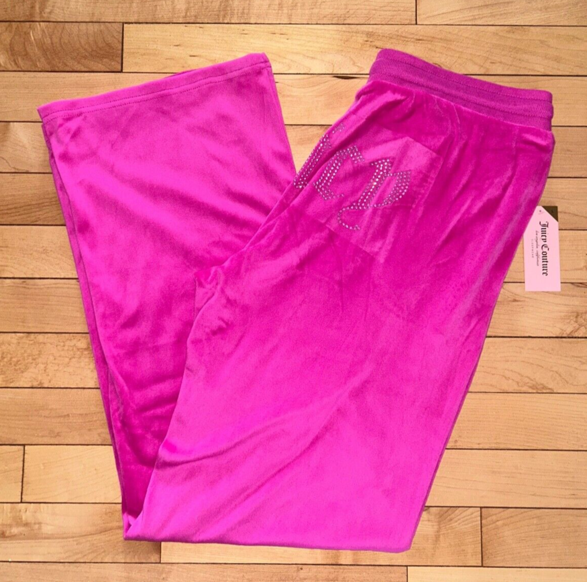 NEW ! NWT JUICY COUTURE Velour OG Bling Sweatpants Dragonfruit Dream Pink Size M