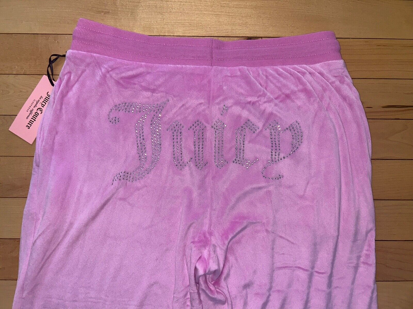 NEW ! NWT JUICY COUTURE Velour OG Big Bling Sweatpants in Stellar Pink Size L