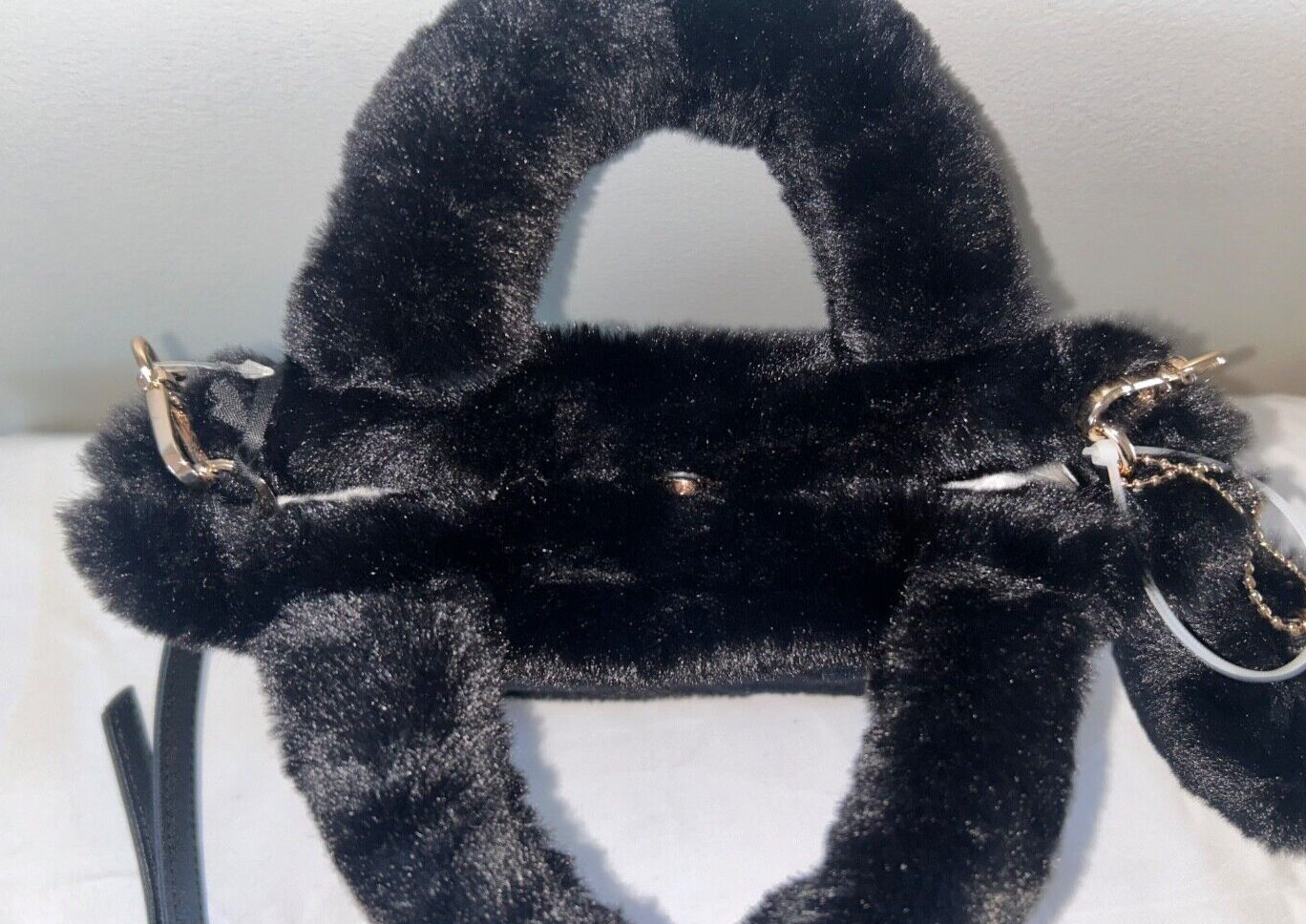 NEW! NWT JUICY COUTURE Fluffy Mini Tote in Licquorice Black