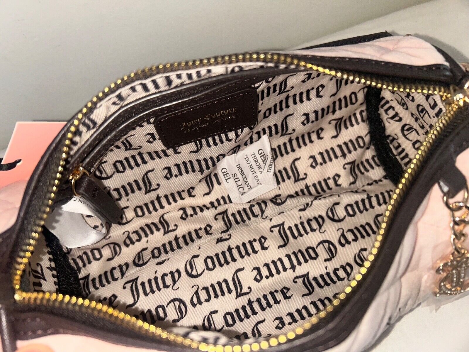 NEW! NWT JUICY COUTURE Royal Moment Velour Quilted Mini Barrel Bag Pink Clay