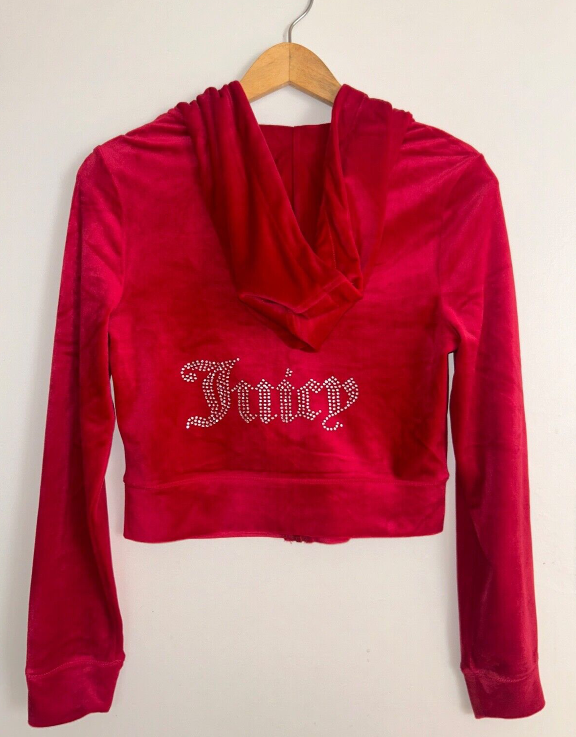 NEW! NWT JUICY COUTURE OG Big Bling Velour Hoodie Coco Red Size XS