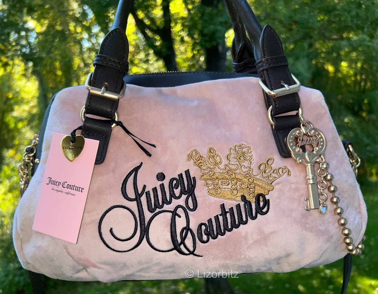 NEW! NWT JUICY COUTURE The Key To Juicy Velour Satchel Bag Dusty Blush Pink