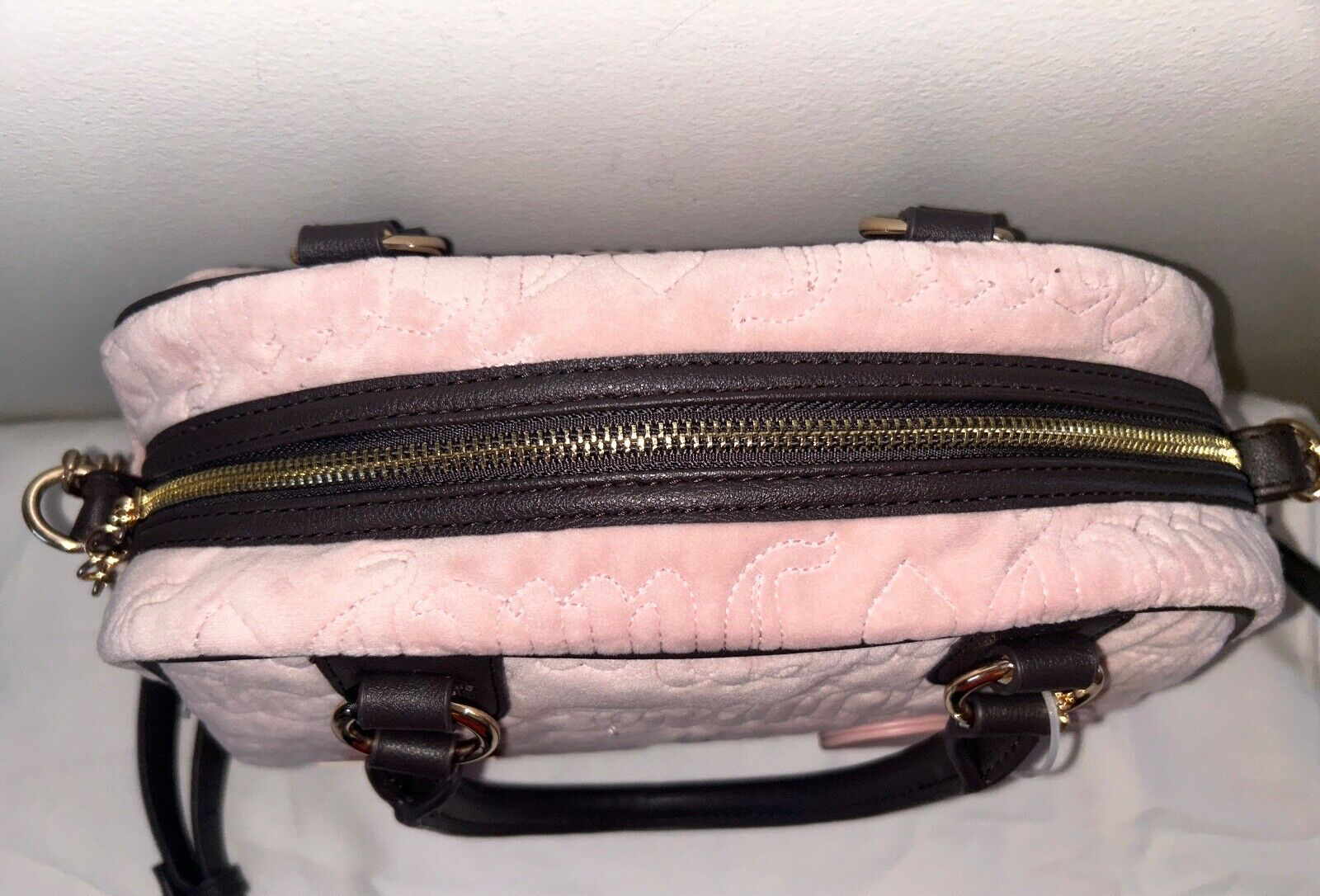 NEW! NWT JUICY COUTURE Vintage Dreams Velour Satchel Dusty Blush Pink